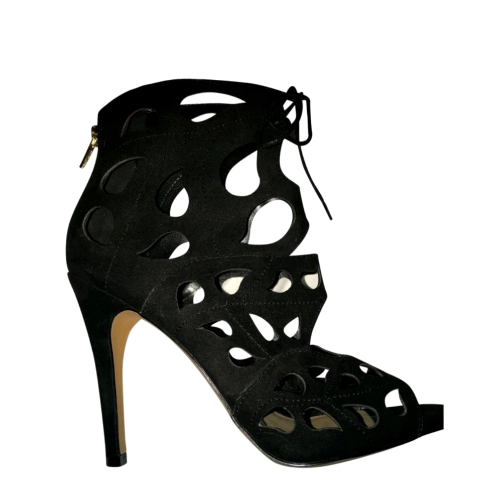NEW Aldo Black Suede Cage Cut Out Stiletto Heels
